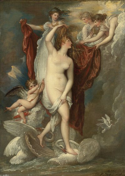 Venus bei ihrer Geburt von den drei Grazien bekleidet von Benjamin West